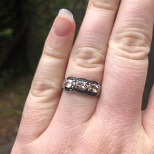 Morganite & Champagne Diamond Sterling Silver Ring